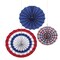 Red White & Blue Patriotic Assorted Paper Fan Decorations 3ct